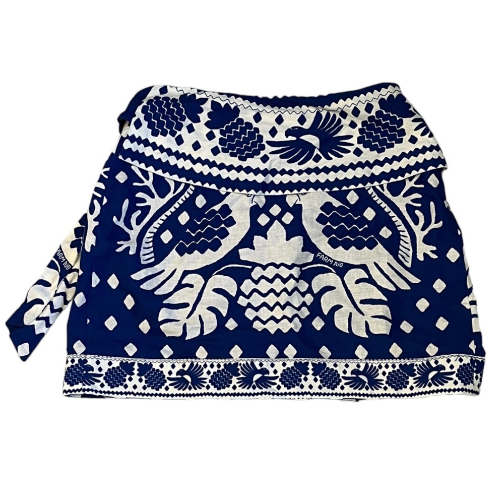 FARM Rio Jungle Scarf Wrap Mini Skirt Blue & White XS & Medium NWT! - Picture 14 of 14